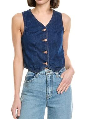 Staud x Wrangler Button-Front Vest in Deep Indigo